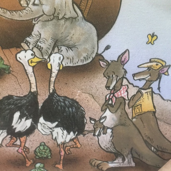 Noah’s Ark Canvas Painting Wood Frame Nursery Kids Room Wall Art - Picture 6 of 16